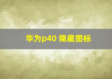 华为p40 隐藏图标